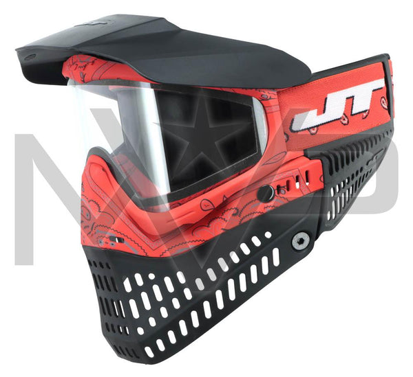 JT ProFlex Thermal Paintball Mask - Bandana Red - Clear Lens