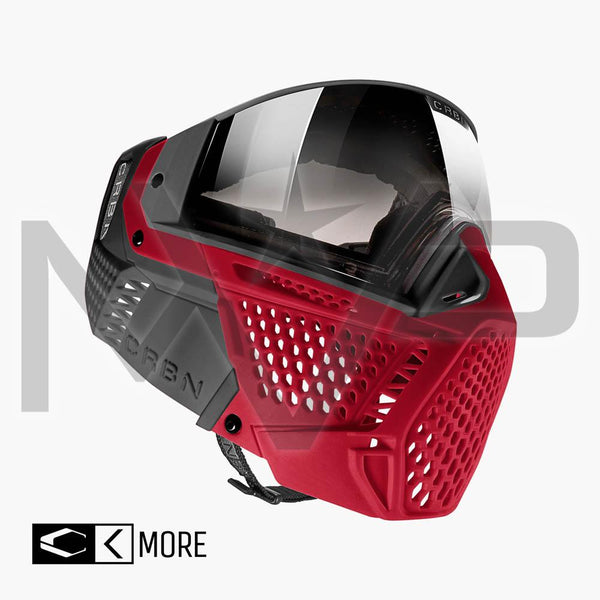 Carbon Paintball Mask - ZERO SLD - More Coverage - Crimson