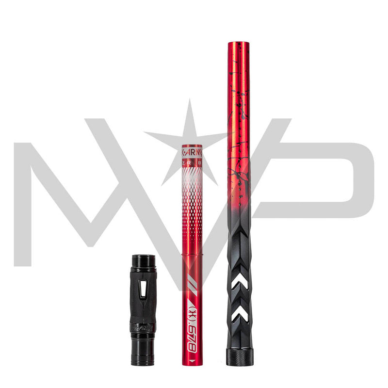 HK Army Lazr Fossil Elite Barrel Kit - Autococker Threads - Red Splash Barrel / Colored Inserts