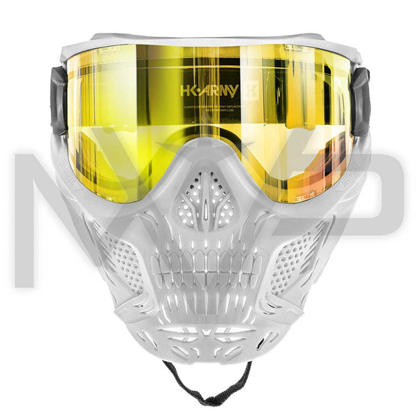 HK Army Skull Mask - White Mask / Gold Lens