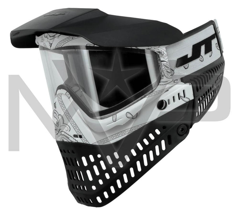 JT ProFlex Thermal Paintball Mask - Bandana White - Smoke and Clear Lens