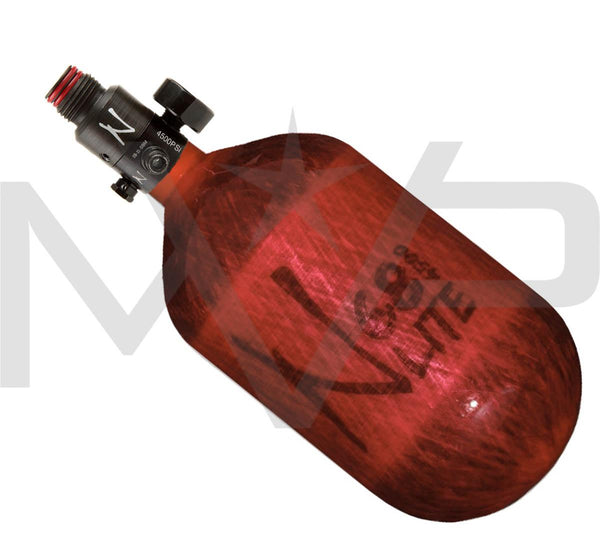 Ninja Lite Translucent 68ci / 4500 psi Carbon Paintball Tank w/Standard Adjustable Regulator - Red