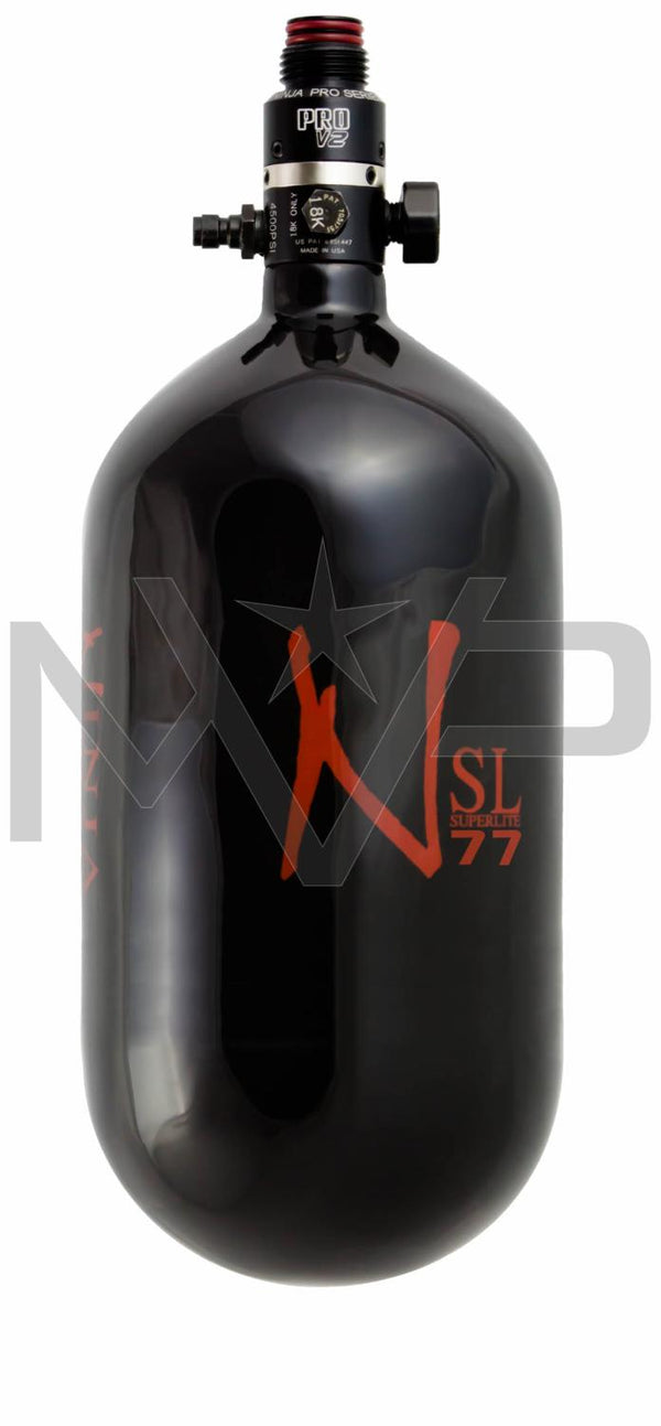 Ninja SL2 Carbon Fiber Compressed Air Tank 77/4500 w/ Pro V2 Reg - Gloss Black w/ Red Logo