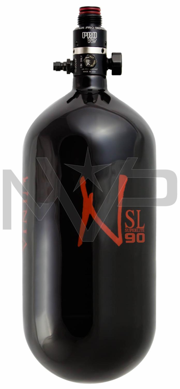 Ninja SL2 Carbon Fiber Compressed Air Tank 90/4500 w/ Pro V2 Reg - Gloss Black w/ Red Logo