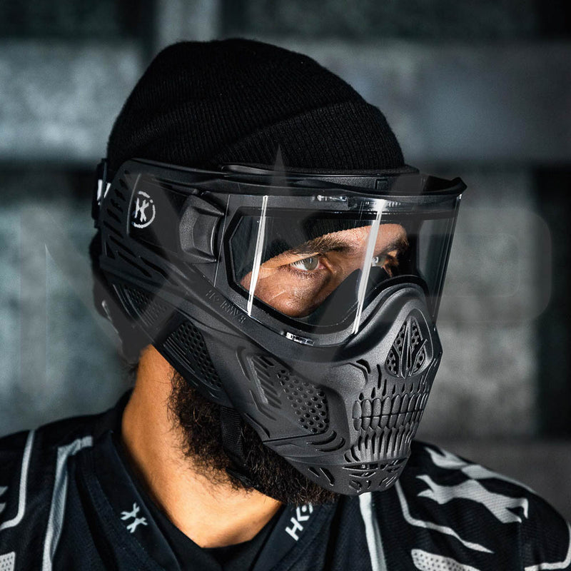 HK Army Skull Mask - Black Mask / Clear Lens
